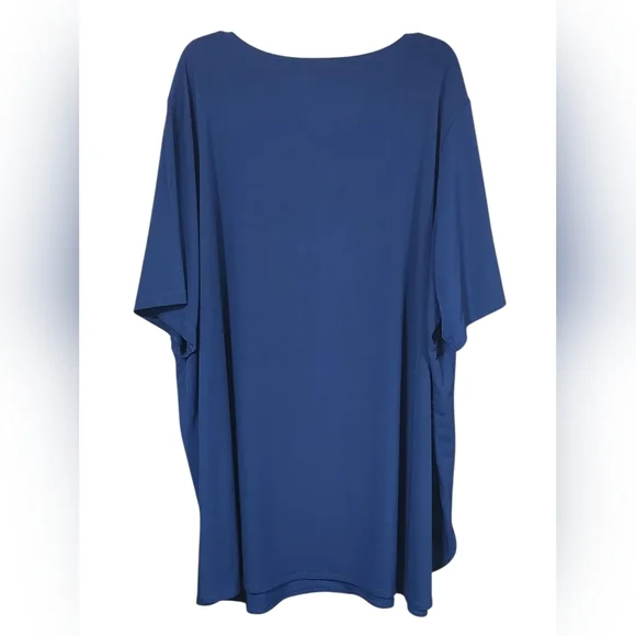 Susan Graver Liquid Knit Women's Navy Short Sleeve Top - Picture 2 of 5